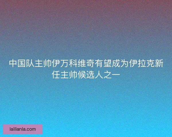 中国队主帅伊万科维奇有望成为伊拉克新任主帅候选人之一